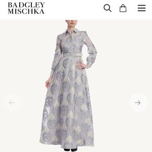 Badgley Mischka Jacquard Shirt Gown size 2 NWT